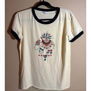 LuLaRoe Yellow Black Ringer Elephant Short Sleeve T-Shirt Women’s S 2038